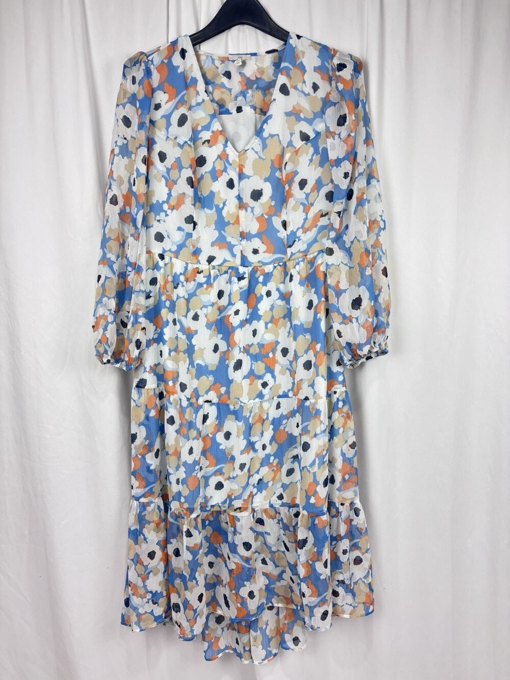 Joie Limited Edition Blue Tan Floral Long Sleeve Maxi Dress Size S $268 Retail